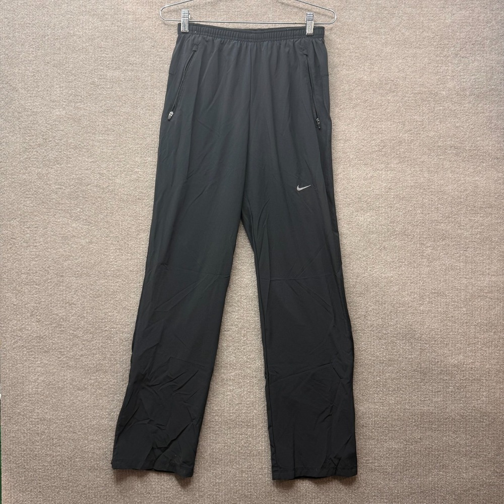 Nike Dri Fit Pants Mens Small Black Athletic Training Zip Hem 519809010